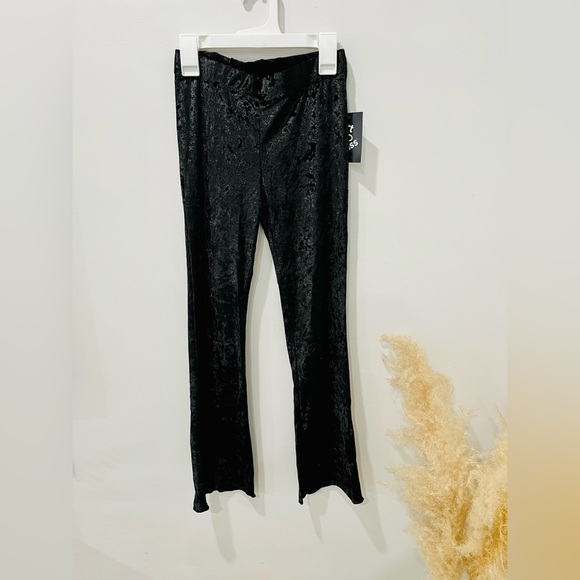 Art Class• Target Girls Velvet Black Pants Leggings Flare Lettuce Hem NWT M 7/8 - Picture 3 of 9